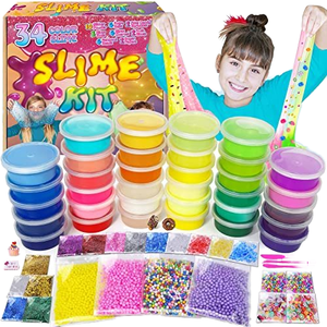 Kit de Slime de Espuma con Purpurina de 16 Colores, Slime Elástico Transparente con Cristales y Charms - Product Image 1