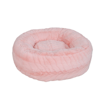 Lit pour chien Petopia, écologique, en fausse fourrure rose, motif uni, rond, pour soulager l'anxiété des chiens, personnalisable, toutes saisons