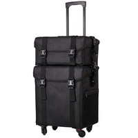 Mallette de voyage multifonctionnelle 2 en 1 Mallette à roulettes pour outils de beauté Trousse de maquillage professionnelle Mallette de coiffure