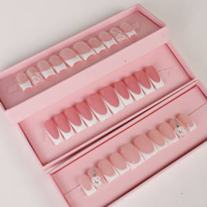 Vente en gros <span class=keywords><strong>faux</strong></span> ongles courts en acrylique fini <span class=keywords><strong>gel</strong></span> UV ongles design à pression à la main en ABS réutilisables pour doigts - Product Image 2