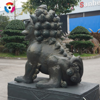 Grande statue de chien Foo en bronze grandeur nature, sculpture traditionnelle chinoise de lion gardien pour l'entrée du jardin et la décoration Feng Shui des hôtels