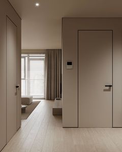 <span class=keywords><strong>Porte</strong></span> intérieure en bois massif de style européen américain, avec rainure, en chêne et noyer, pré-montée, blanche, de la marque Shaker Gong Groove - Product Image 1