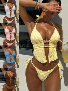 Bikini Sexy 2026 para Mujer, Traje de <span class=keywords><strong>Baño</strong></span> de <span class=keywords><strong>Dos</strong></span> Piezas con Cuello Halter, Bikini de Cintura Alta, Ropa de Playa - Product Image 2