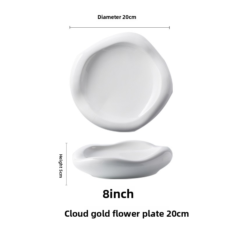 Cloud golden flower plate 8 inch