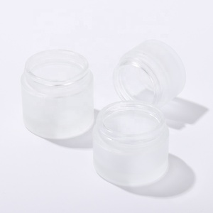Confezione di moda 50G vaso cosmetico bottiglia di vetro smerigliato trasparente bottiglia di vetro cosmetica coperchio in plastica con grafica in legno - Product Image 5