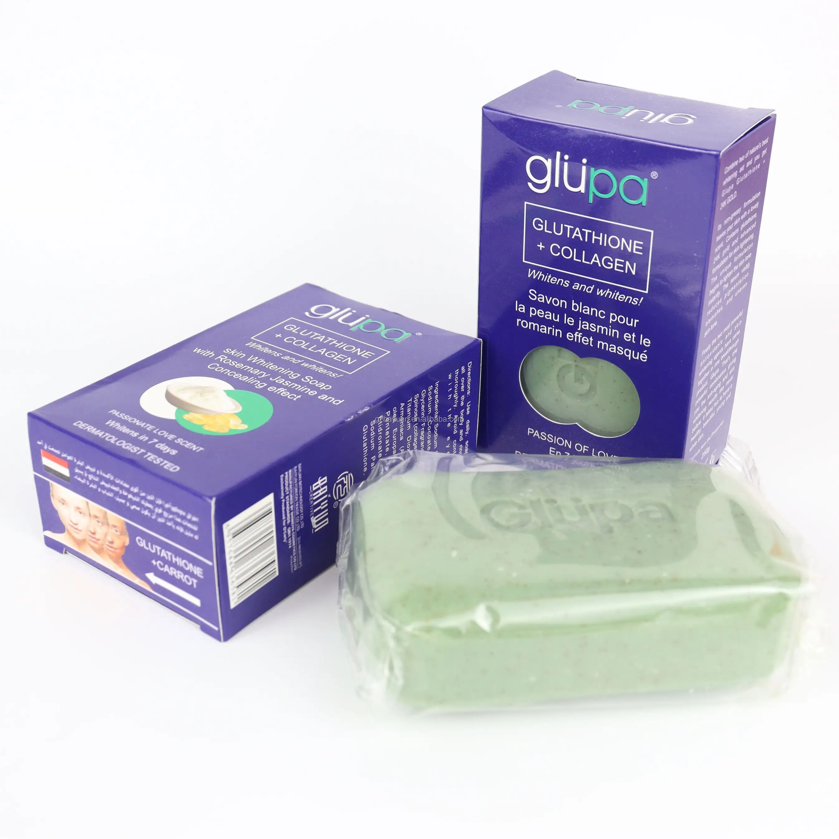 RT 250g Glupa Whitening Bath Soap With Glutathio Papaya Carrot Collagen Body Care Natural Organic Skin Lightening Soap