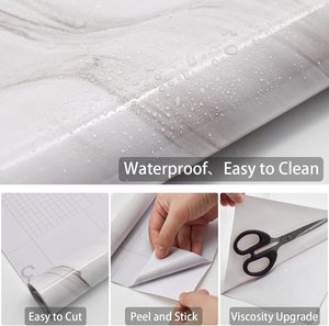 Papel Tapiz Autoadhesivo 3D Blanco ORON, Vinilo PVC para Decoración del Hogar, Adhesivo para Gabinetes <span class=keywords><strong>de</strong></span> Cocina y Encimeras, Adhesivo con Diseño <span class=keywords><strong>de</strong></span> Mármol - Product Image 5