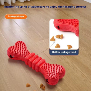 Best Selling Natural Rubber <b>Dog</b> Bone Toys Soft Teeth Cleaner Leaked Food Puzzle for Halloween Christmas Toy Feeder Manufacturer - Product Image 3