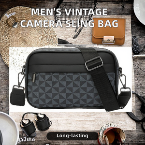 Bolso de Cámara Retro Vintage para Hombre, Correa Ajustable, Cuero Genuino, Cierre de Cremallera, Forro de Poliéster Duradero, Elegante y Portátil - Product Image 3