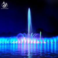 Fontaines d'eau de jardin extérieures au design moderne Water Crown, buses 3D, fontaine musicale dansante
