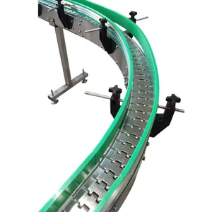 Içecek endüstrisi için 304 paslanmaz çelik eğri Slat zincirli konveyör düz üst zincir hız ayarlanabilir montaj hattı makinesi - Product Image 6