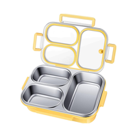 Boîtes à lunch en acier inoxydable Préparation des repas 3 compartiments Boîte à lunch en métal Boîtes à lunch bento pour adultes Étanches Assiettes pour enfants en bas âge