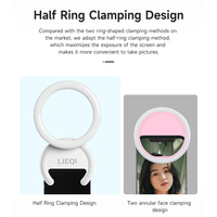 LIEQI – lampe annulaire Rechargeable à Clip avec 40 LED pour smartphone, appareil photo de forme ronde