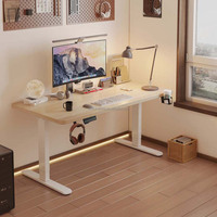 Bureau d'ordinateur électrique réglable en hauteur en bois, durable, avec roulettes, fonction assis-debout, pour la maison, le bureau ou la salle de classe, montage facile