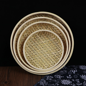 Bamboo Woven Round <b>Baskets</b> Multi Size Handmade Food Container Kitchen <b>Storage</b> <b>Basket</b> - Product Image 2