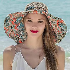 <span class=keywords><strong>Chapeau</strong></span> de <span class=keywords><strong>paille</strong></span> à large bord imprimé floral style bohème pour filles, <span class=keywords><strong>chapeau</strong></span> de soleil Fedora de plage pour femmes, idéal pour les voyages - Product Image 3