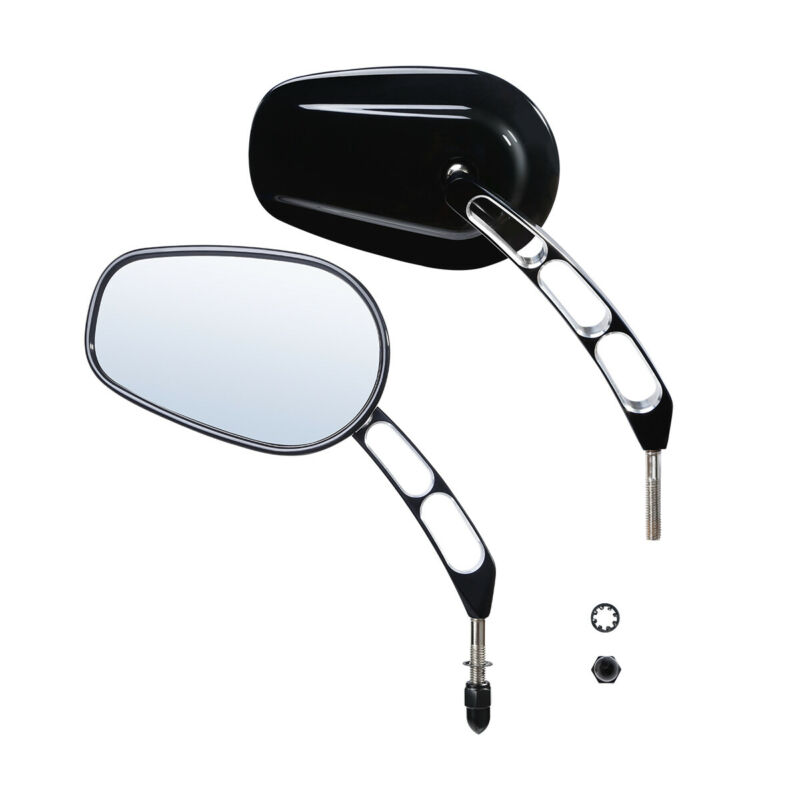 Specchietto rotondo da 3" (7.5cm) stelo lungo nero