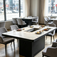 Table de barbecue robuste Jilu, table de barbecue sans fumée auto-purifiante avec échappement inférieur pour les lieux de grillades commerciaux