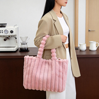 Nouveau Sac Fourre-tout Grande Capacité en Peluche Automne/Hiver, Sac à Bandoulière Style Joker Mao Mao, Fermeture Ouverte, Doublure Polyester, Mode Féminine, Style Ins, Diamants