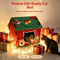 Lit pour chat en feutre, extra-large, semi-fermé, pour l'hiver, décoration intérieure, vente en gros du fabricant, nouveauté Noël