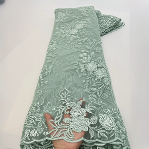 نمط جديد لؤلؤ الأزهار صافي الأرجواني الزيتون الأخضر الأزرق الوردي الزفاف مطرز مطرز بالخرز النسيج الدانتيل - Product Image 1