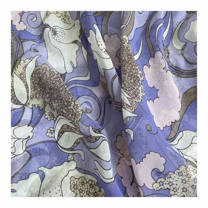 Customization printed 9mm silk viscose georgette width 135cm, 30% silk 70% viscose crepe georgette fabric for dresses