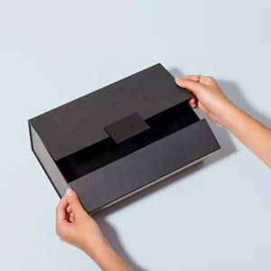 カスタムロゴTengcaiFactory Direct Luxury Two Doors Opened Black Paper Rigid Cardboard Packaging Magnetic Closure Gift Box