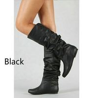 Bottes plates populaires pour femmes, à talon plat, couleur unie, bout pointu long, hauteur genou, en cuir avec coutures, décontractées, mignonnes, pour filles