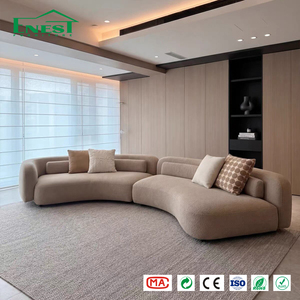 Sofá Seccional Modular Curvo de Terciopelo Rojo <span class=keywords><strong>Cabernet</strong></span> Premium, Sofá Lounge Minimalista para Apartamentos de Lujo - Product Image 3