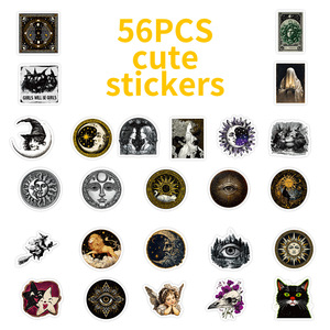 56Pcs Retro Bói Toán Mặt Trời Mặt Trăng Graffiti Dán Cho Chai Máy Tính Xách Tay Trang Trí Nội Thất Gothic Thiên Văn Học Sticker - Product Image 4