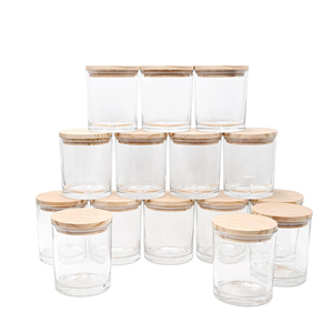 Vente en gros de bougie en verre ambré noir brillant de 10oz avec couvercle en bambou pour la fabrication de bougies - Product Image 1