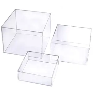 China Supplier Wholesale Custom Crystal Clear Acrylic Cube Display Nesting Riser with Hollow Bottoms