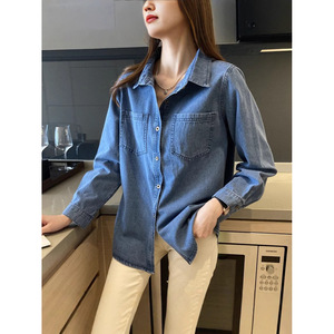Femmes bleu rétro Denim chemise veste Vintage été 2025 nouvelle tendance polyvalent lâche couches chaud à manches courtes - Product Image 1