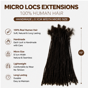 Estensioni Micro Locs 100% <span class=keywords><strong>Capelli</strong></span> Vergini Brasiliani Super Double Drawn 1B, Dreadlocks Fatti a Mano, Larghezza 0,1 cm, Micro-Link - Product Image 2