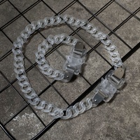 Bijoux de style urbain, bracelet en acrylique transparent PVC, collier large à chaîne pour homme, collier ras du cou fonctionnel