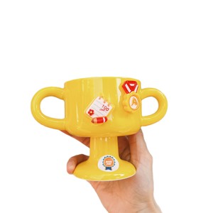 Copa de trofeo de cerámica creativa, 160ml, pegatina DIY, botella de agua para niños, regalo de cumpleaños - Product Image 5