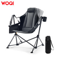 Fauteuil de camping rembourré surdimensionné WOQI, chaise balançoire compacte et robuste avec poches de rangement, chaise de camping portable à bascule