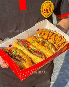 Folding Reciclável Bio Papel Kraft Greaseproof Hot Dog Servindo Bandejas Com Design Aberto Hot Dog Recipientes - Product Image 6