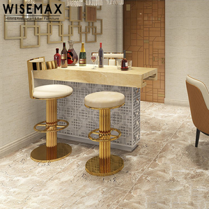 <span class=keywords><strong>Wisemax</strong></span> chải vàng cao trở lại t hình dạng đồng thau vàng thép không gỉ sang trọng xoay thanh phân ghế cho thanh đồ nội thất đám cưới ghế - Product Image 1