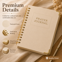 Jurnal Doa Kustom Sampul Keras Spiral Notebook Sampul Krim Jilid Kawat Emas Bingkai Embos Hadiah Merek OEM Pabrik