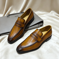 Mocassins Penny pour Hommes en Cuir Véritable avec Coutures Tressées, Chaussures Habillées à Enfiler pour Affaires, Style Sur Mesure de Qualité Supérieure à Prix d'Usine