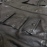 Veste en cuir véritable pour femme, style streetwear, col montant, en peau de mouton, avec multiples poches irrégulières, fabrication artisanale, direct usine