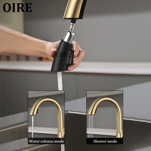 Oire Nouveau robinet de cuisine de luxe en laiton doré à rotation à 360 degrés à double mode Robinet d'évier encastré pour hôtels - Product Image 3