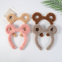 Serre-tête en peluche oreilles d'ours mignonnes, doux et moelleux en polaire bouclée, accessoires capillaires pour fêtes et usage quotidien, plusieurs couleurs