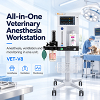 Appareil d'anesthésie mobile à gaz pour usage clinique vétérinaire OliveVet, alimenté par turbine