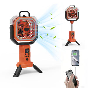 Ventilateur portable à brumisation d'eau pour le camping avec télécommande, affichage numérique, oscillation, fonctionnant sur batterie, utilisation en extérieur, corps en plastique vert - Product Image 4