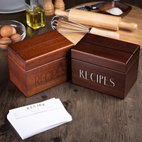 Boîte à recettes rectangulaire en bois d'acacia de qualité supérieure - Design multifonctionnel durable pour le rangement des outils sur le comptoir de cuisine