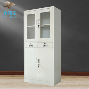 Usine de Foshan Offre Spéciale bureau d'hôpital utiliser le verre vers le <span class=keywords><strong>bas</strong></span> <span class=keywords><strong>porte</strong></span> en métal armoire en acier avec deux tiroirs du milieu - Product Image 4
