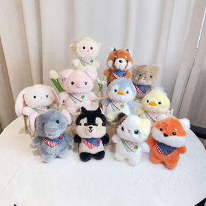 Venta <span class=keywords><strong>al</strong></span> por mayor de fábrica: Llavero de peluche suave y esponjoso con diseño de animales gorditos redondos con bufanda, 11 diseños surtidos - Product Image 1