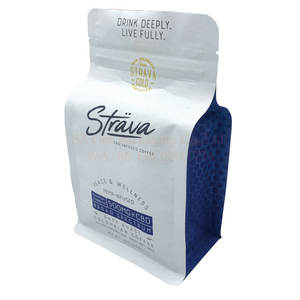 Sacs d'emballage pour café et thé noir à fond plat avec soufflet latéral de 340g, vente en gros à faible MOQ, avec valve refermable à glissière - Product Image 2